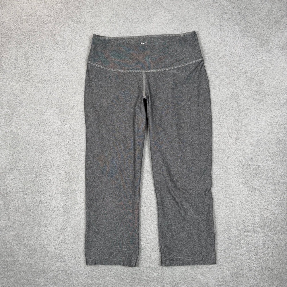 Nike Dri-FIT Legendary Crop Pants Womens Small Charcoal Grey Heathered Leggings